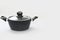 Metal grey cooking pot, teflon coated, on a white background