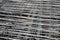 Metal grid industrial background in perspective.Construction art and texture.Metal material.Urban style concept.Outdoor