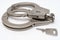 Metal handcuffs. Detention of criminals breaking law.