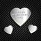 Metal heart on a background mesh of carbohydrate, websites and postcards. For congratulations on Valentine`s day.