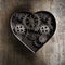 Metal heart with rusty gears