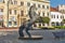 Metal horse statue in Old Town in Presov, Slovakia.