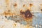 Metal iron rust with peeling paint background