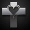 Metal Jesus Cross heart shape