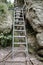 Metal ladder in mountains via ferrata