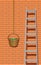 Metal ladder near brick wall