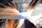 Metal laser cutting. Cutting sheet metal laser metal cutting close-up Industrial