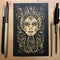 Metal Lino Print: Intricate Pen Illustrator Style With Celestial Designs