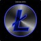 Metal Litecoin LTC coin witn blue neon glow.