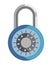 Metal lock with round corpus and numeric code