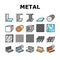 Metal Material Construction Beam Icons Set Vector