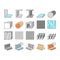 Metal Material Construction Beam Icons Set Vector .