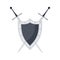 Metal medieval shield and crossed swords icon. Safeguard sign. Security symbol. Safety label