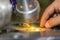 Metal mold and die part repair by welder with laser welding method