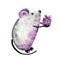 A metal mouse, a rat celebrates New Year, gives gifts. Hand drawn watercolor illustration with the symbol of the New Year 2020 for