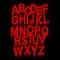 Metal music style typeset.Red alphabet on black background.