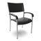 Metal office chair with steel legs on white background.