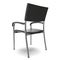 Metal office chair with steel legs on white background.