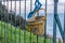 Metal ornament on a balustrade in a seaside village, a symbolic