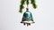 metal Orthodox church bells, a bottom view of the church bells against a background of green pine branches, emphasize