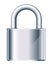Metal padlock in front view isolated