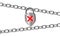 Metal padlock and steel chain