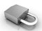 Metal padlock on white background