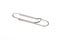 Metal paperclip on white background