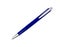 Metal pen isolated on white. Blue ballpoint pen