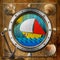 Metal Porthole with Sailboat