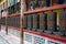 Metal Praying Cylinders In A Buddhist Temple