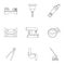 Metal processing profession icon set, outline style