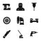 Metal processing tool icon set, simple style