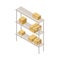 Metal Rack with Cardboard Boxes as Warehouse Area for Goods Storage and Logistics Isometric Vector Illustration