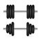 Metal realistic dumbbell isolated on white. Vector