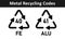 Metal recycle code icon set