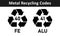 Metal recycle code icon set- mobius strip
