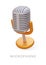 Metal retro microphone on white background. Realistic equipment for singers, radio presenters