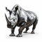 Metal Rhino 3d Rendering: Technopunk Style With Chrome-plated Finish