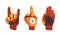 Metal Robot Orange Hand Showing Various Gesture Vector Set