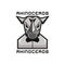 Metal Robot Rhinoceros with butterfly tie logo gamer esport illustration symbol design