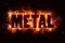 Metal rock music text on fire flames explosion