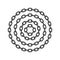 Metal round stainless steel chain set. Realistic vector looped black chain for design.