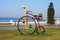 Metal sculpture Bicycle flower beds in the seaside Park `Boulevard`, Baku, Azerbaijan.