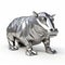 Metal Sculpture Of A Hippo: Post-cubist Digital Art