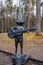 Metal sculpture of a wolf with a guitar in Stepanov Park, 10/19/2019, Ivanovo, Russia