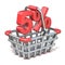 Metal shopping basket 5 PERCENT sign 3D