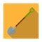 A metal shovel with a plastic handle for working in the garden with the ground.Farm and gardening single icon in flat