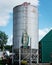 Metal silo against blue sky