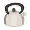 metal silver kettle with handle for boiling water, teapot for tea and coffee. Illustration of drawing of kitchen utensils